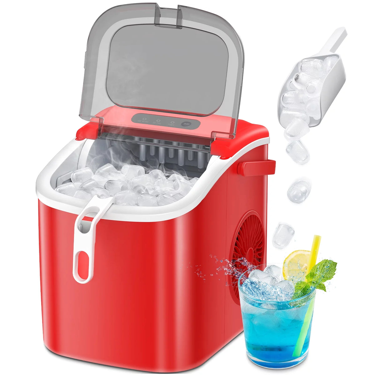 Portable Countertop Ice Maker with Handle, 26Lbs/24H, Black Y1865