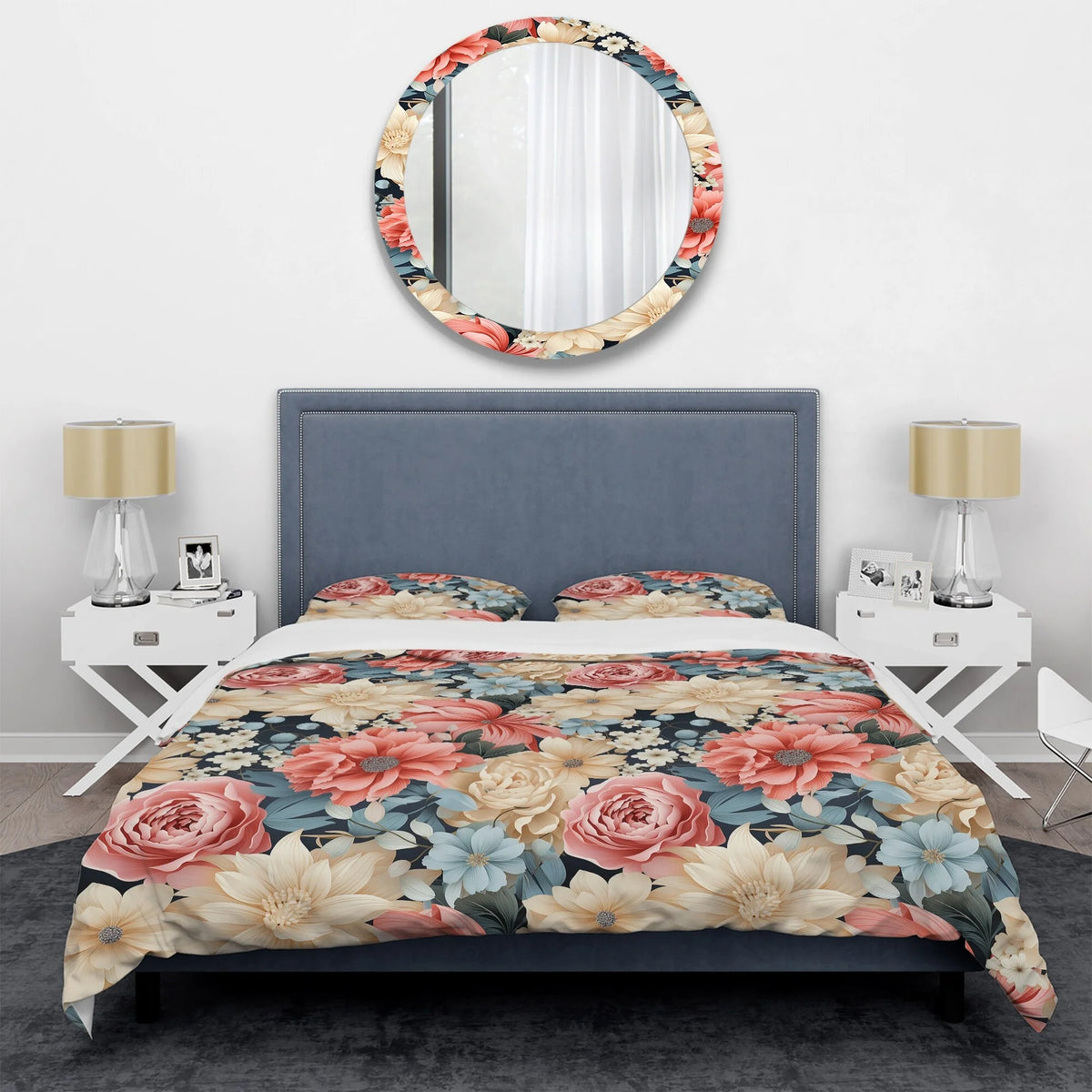 Pink Floral Bedding Set With 2 Shams C267