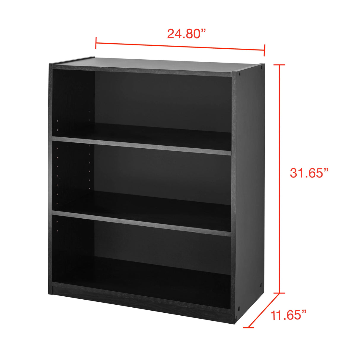 White 3-Shelf Bookcase with Adjustable Shelves I601431