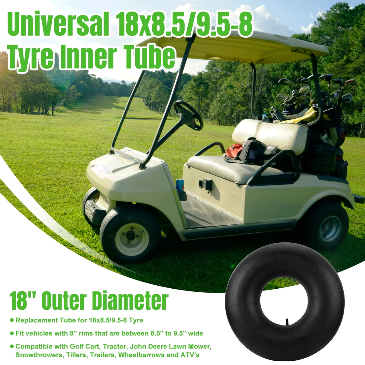 4.80/4.00-8 Replacement Tire Inner Tubes with TR-13 Straight Valve Stem, 2 Pack R500719