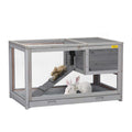 2 Story Wooden Rabbit Hutch with Pull Out Tray S482054