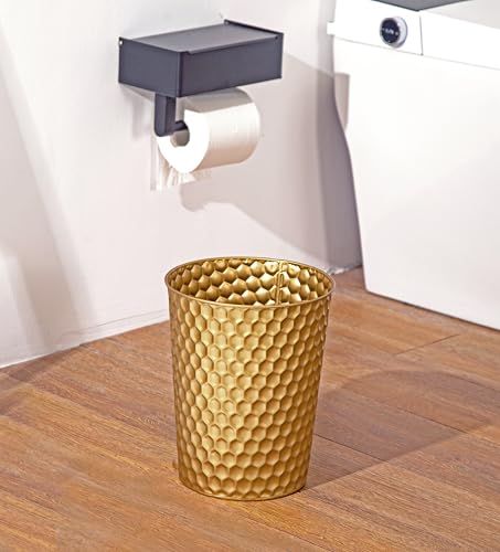 Small Gold Metal Trash Can B70802