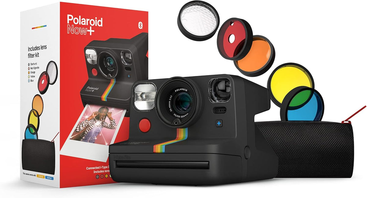 White Bluetooth I-Type Instant Film Camera with Lens Filter Set B456570