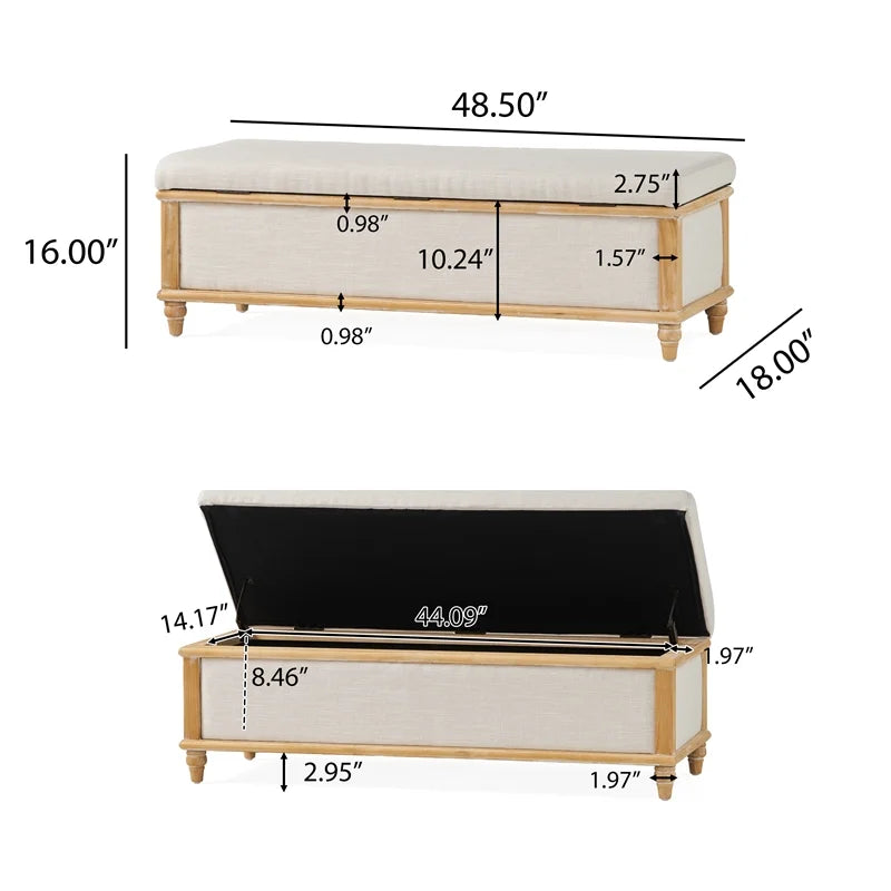 Fabric & Wood Storage Ottoman T9393