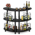 3 Tier Black Bar Cabinet with Storage Shelves E184