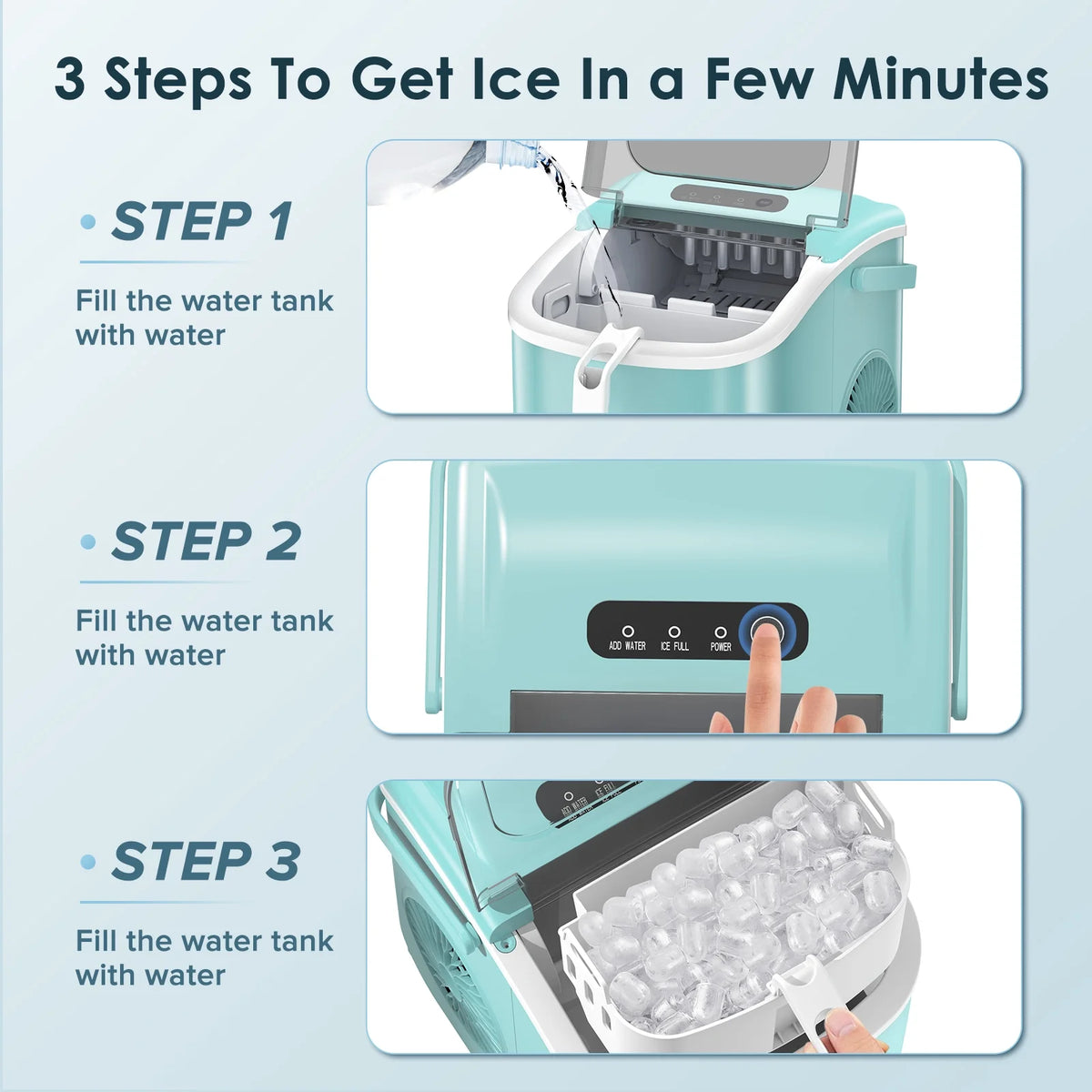 Portable Countertop Ice Maker with Handle, 26Lbs/24H, Black Y1865