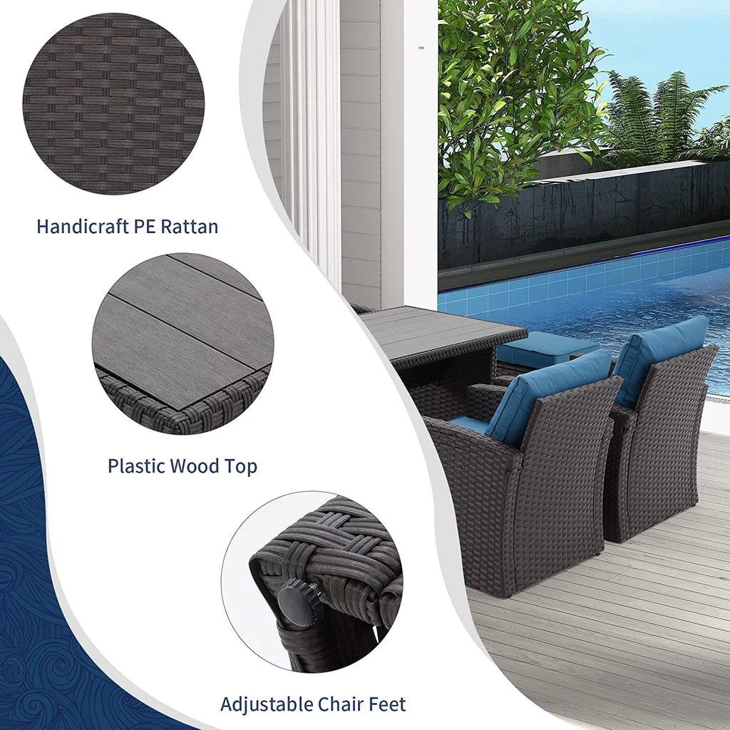 6 Pieces All Weather Wicker Rattan Patio Furniture Set Z185