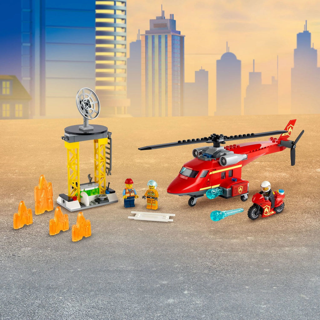 Fire Rescue Helicopter Building Toy and Playset 212 Pieces D11218