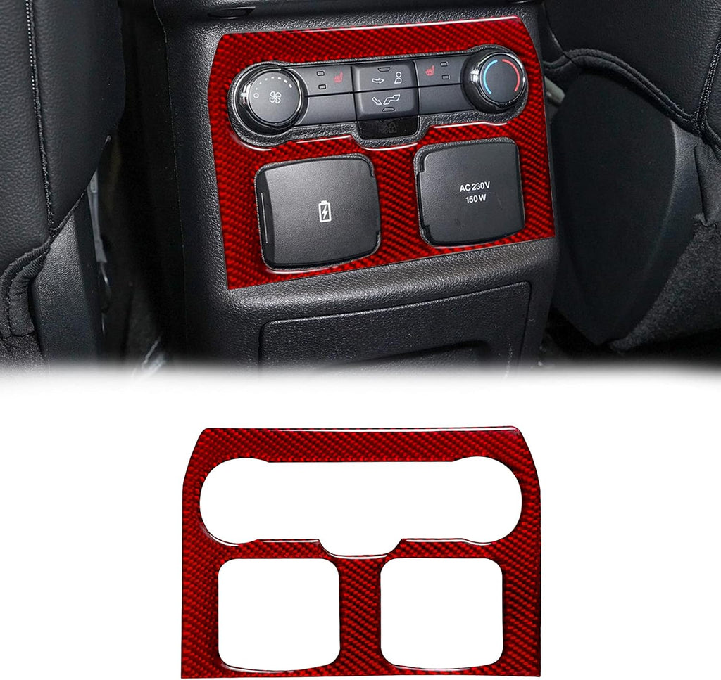 Carbon Fiber Interior Armrest Box Charging Port USB Button Control Panel Cover Stickers Red Pack of 2 A779662