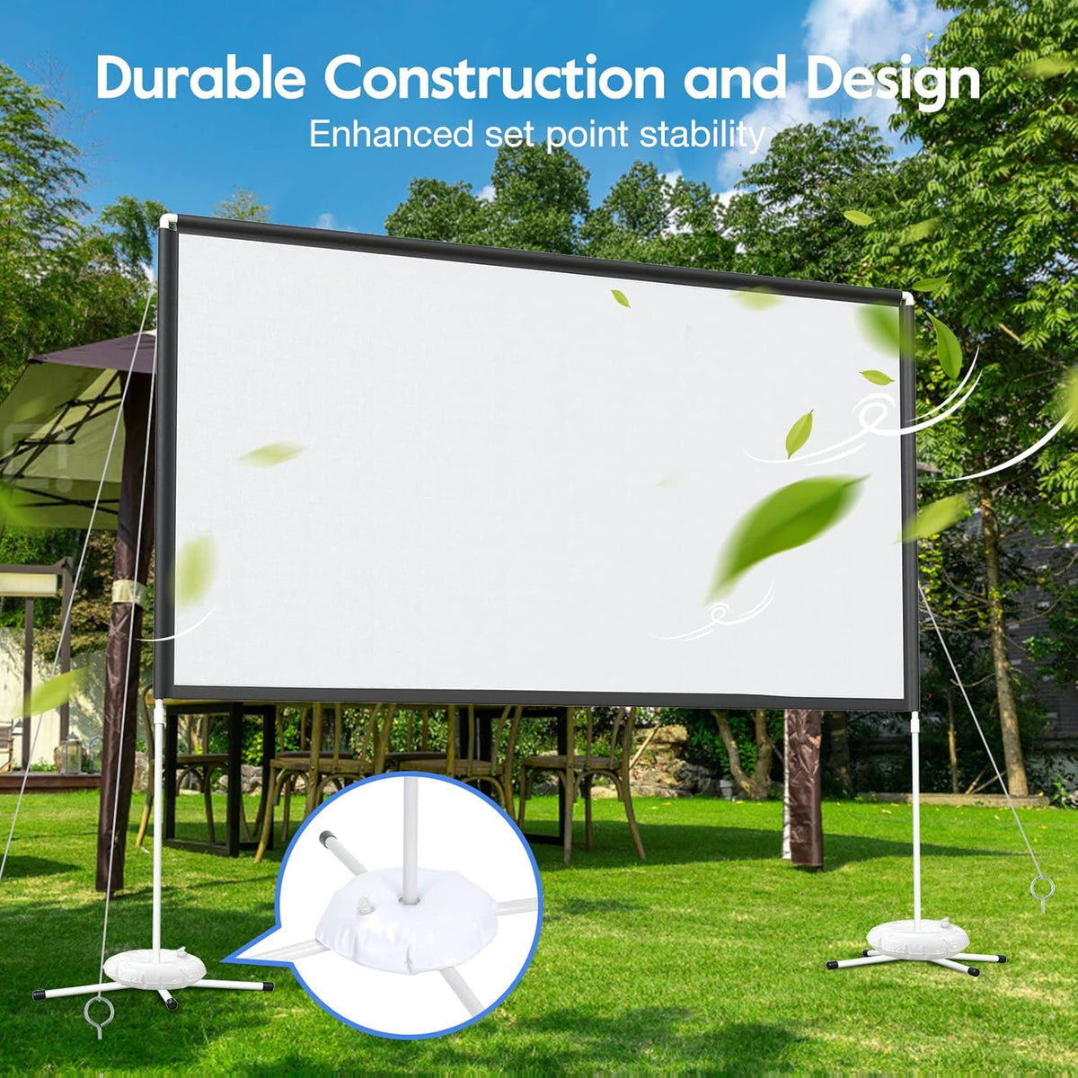 120 inch 16:9 4K Portable Projector Screen with Stand and Carry Bag D5614