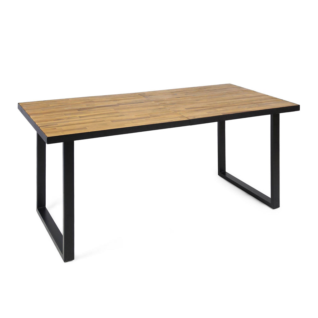 Black Acacia Wood and Iron Outdoor Dining Table Z307