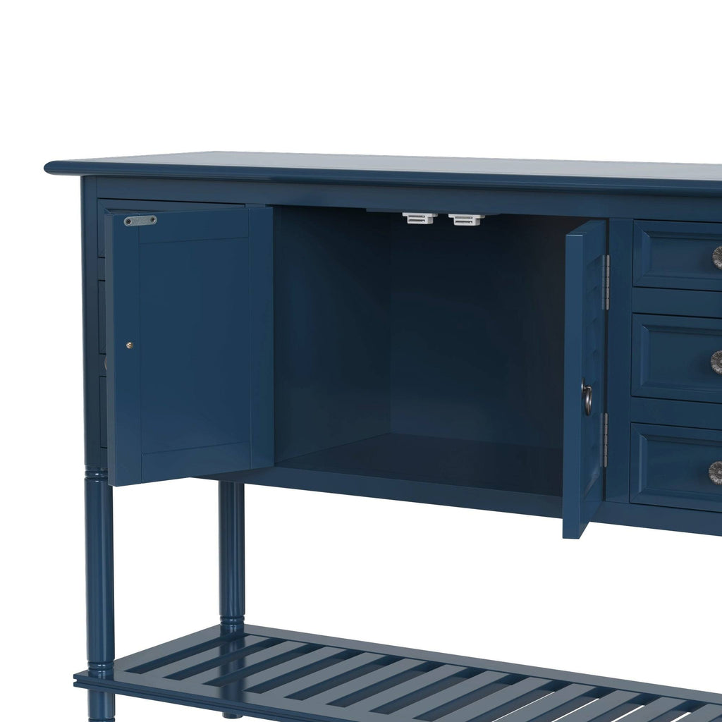 Green Console Table with 6 Drawers and Cabinet V242
