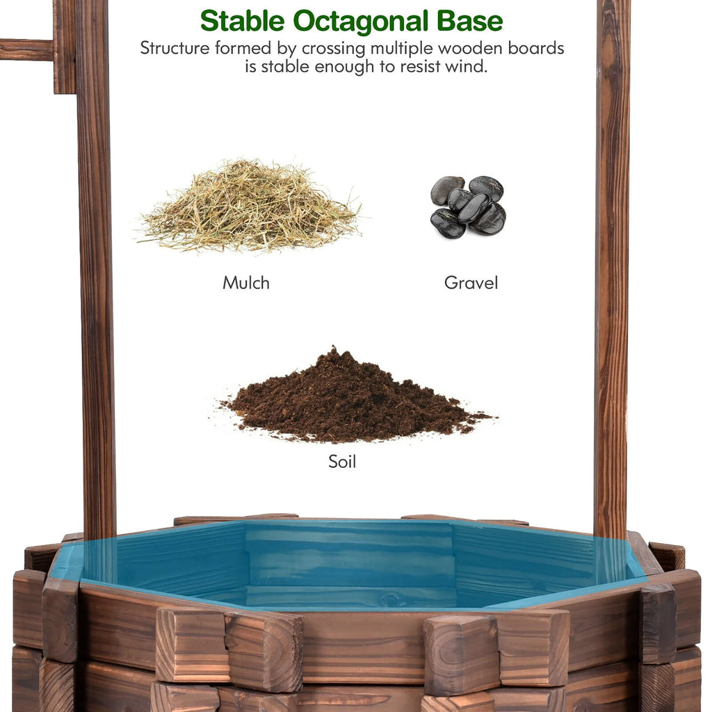 Wooden Wishing Well Planter G66421