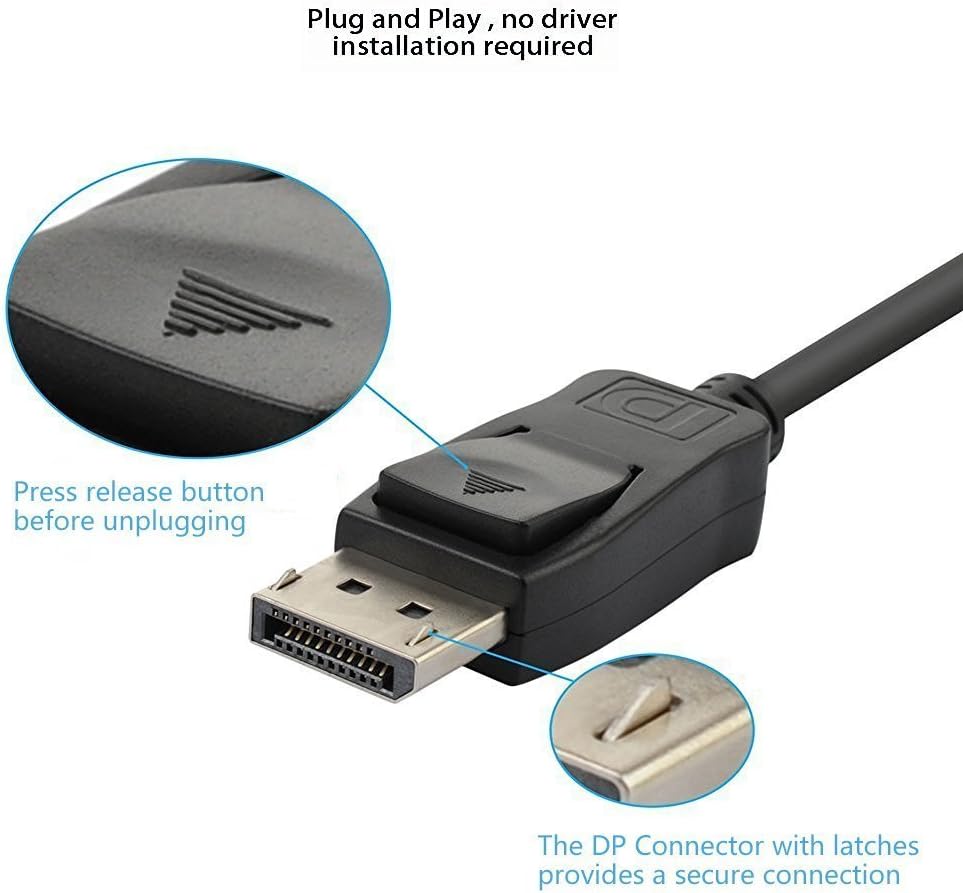 Displayport to DVI Cable 6ft 10-Pack Black V325