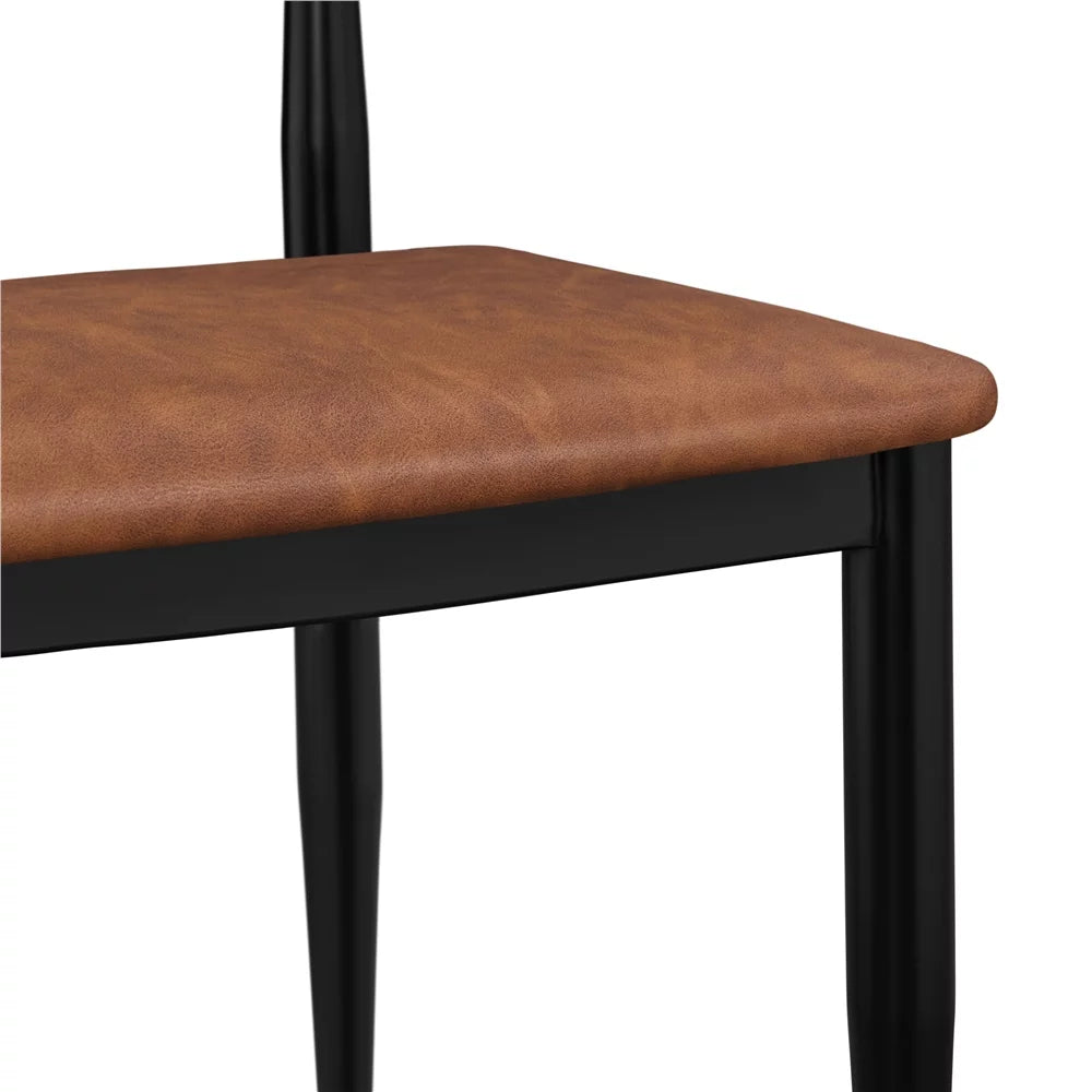 Set of 2 Brown PU Leather Dining Chairs P170