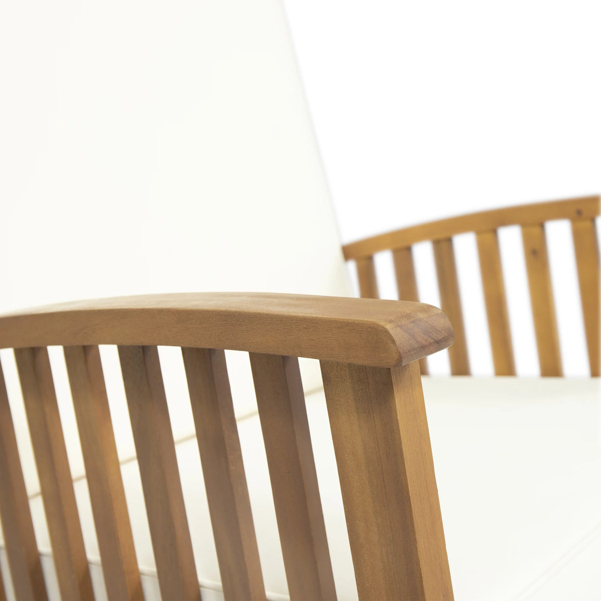 2 Seater Acacia Wood Rocking Chairs and Side Table Set I958