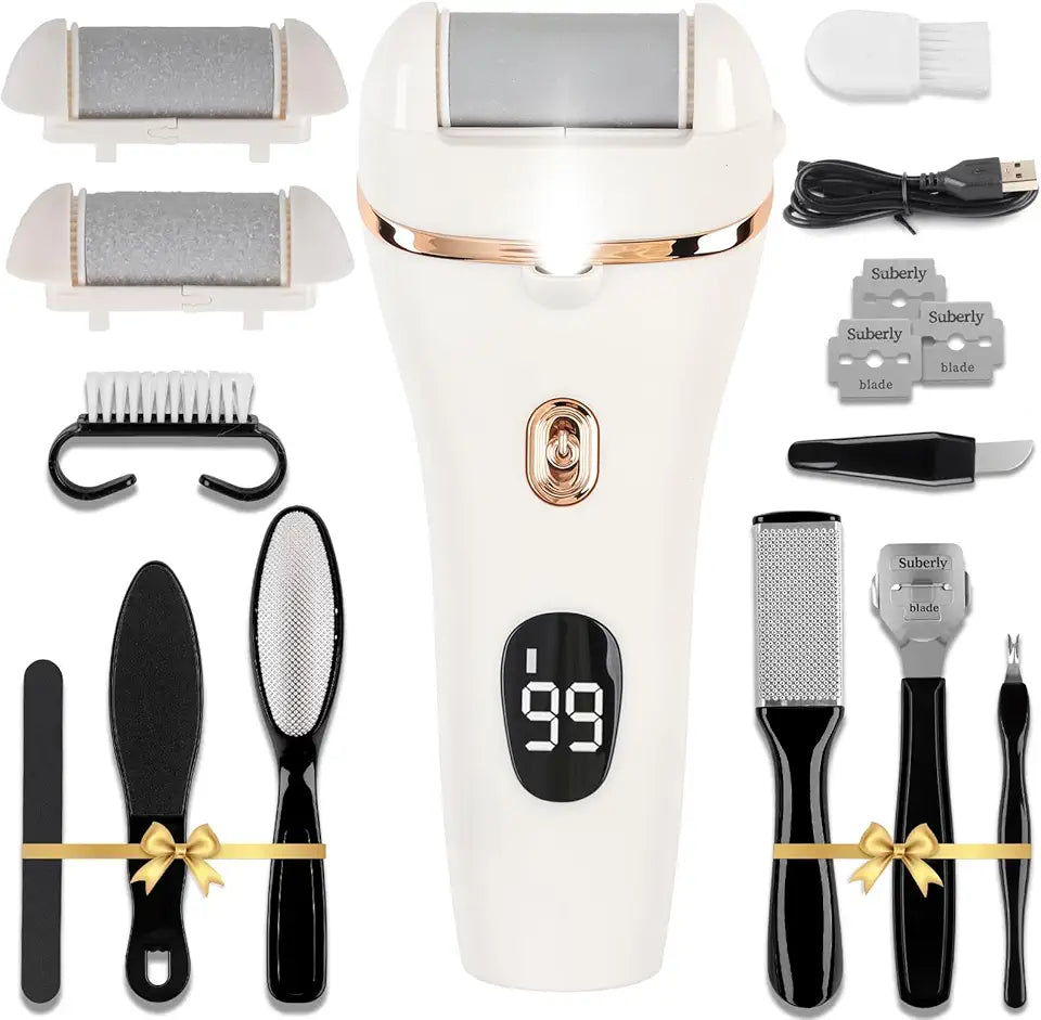 Electric Callus Remover for Feet, 17-in-1 Pedicure Kit, 3 Rollers, 2 Speed O843