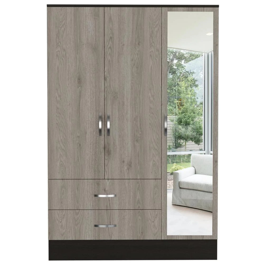 Black Light Gray Mirrored Armoire S844403