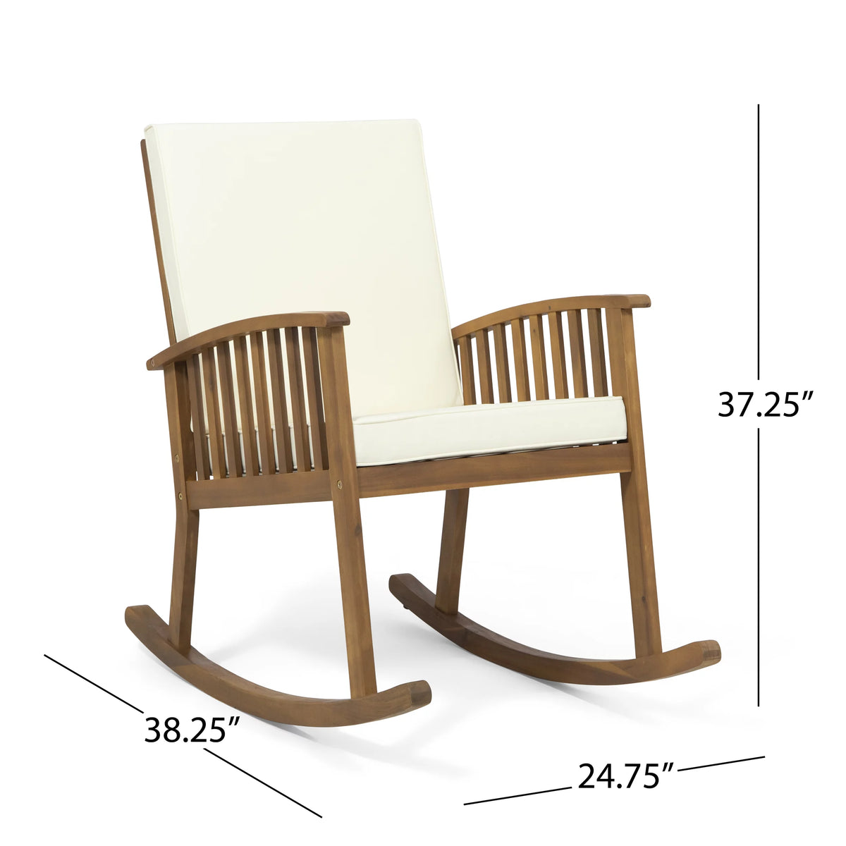 2 Seater Acacia Wood Rocking Chairs and Side Table Set I958