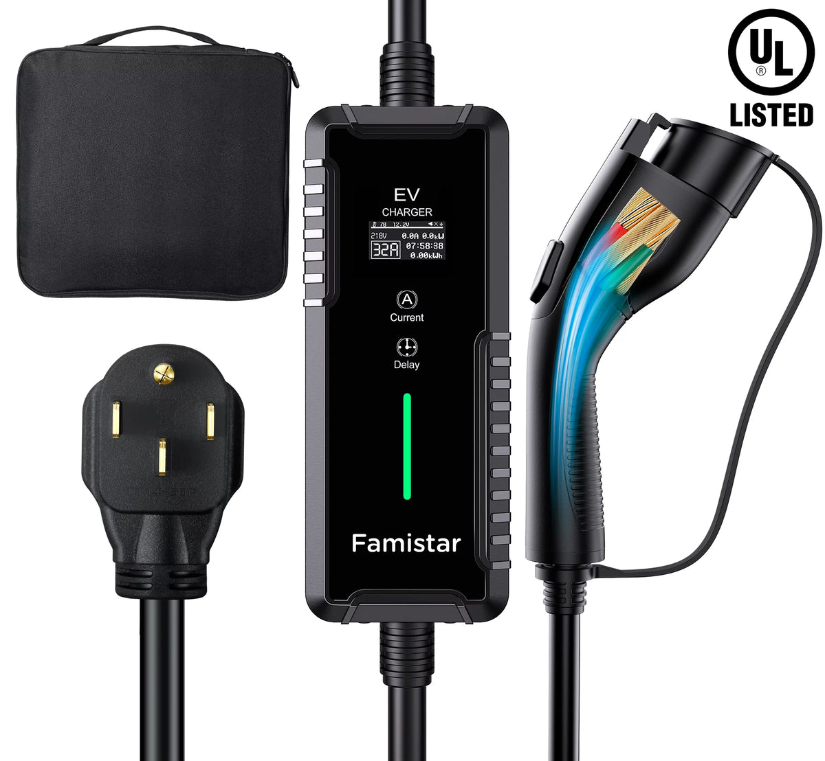 16Amp 110-240V Portable J1772 Electric Car Charger with 25ft Cord K603