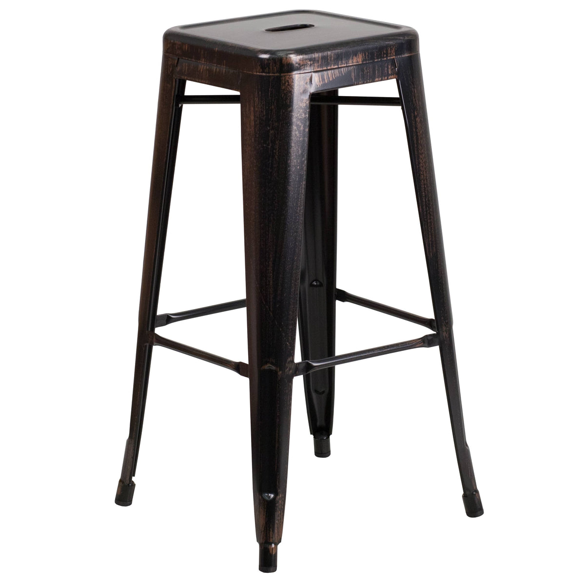 30 inch Black-Antique Gold Metal Barstool M652085