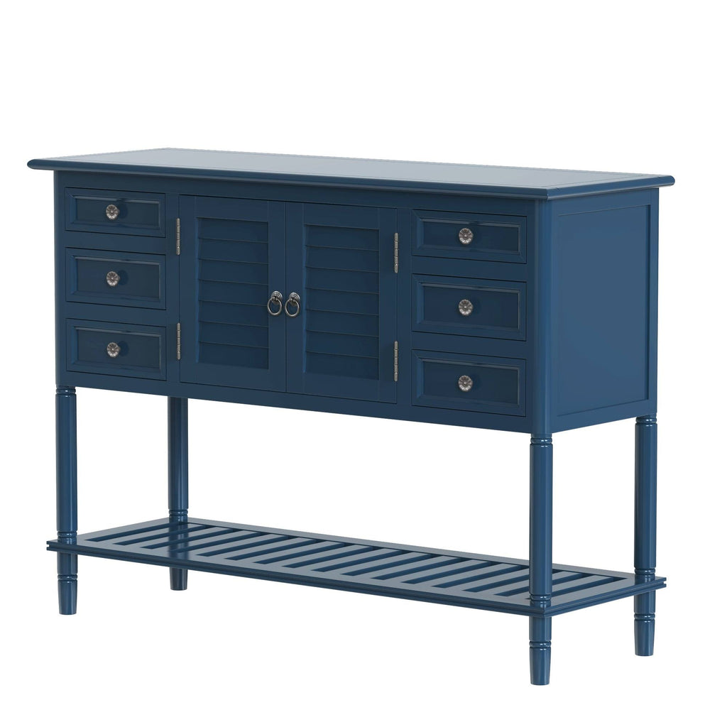 Green Console Table with 6 Drawers and Cabinet V242