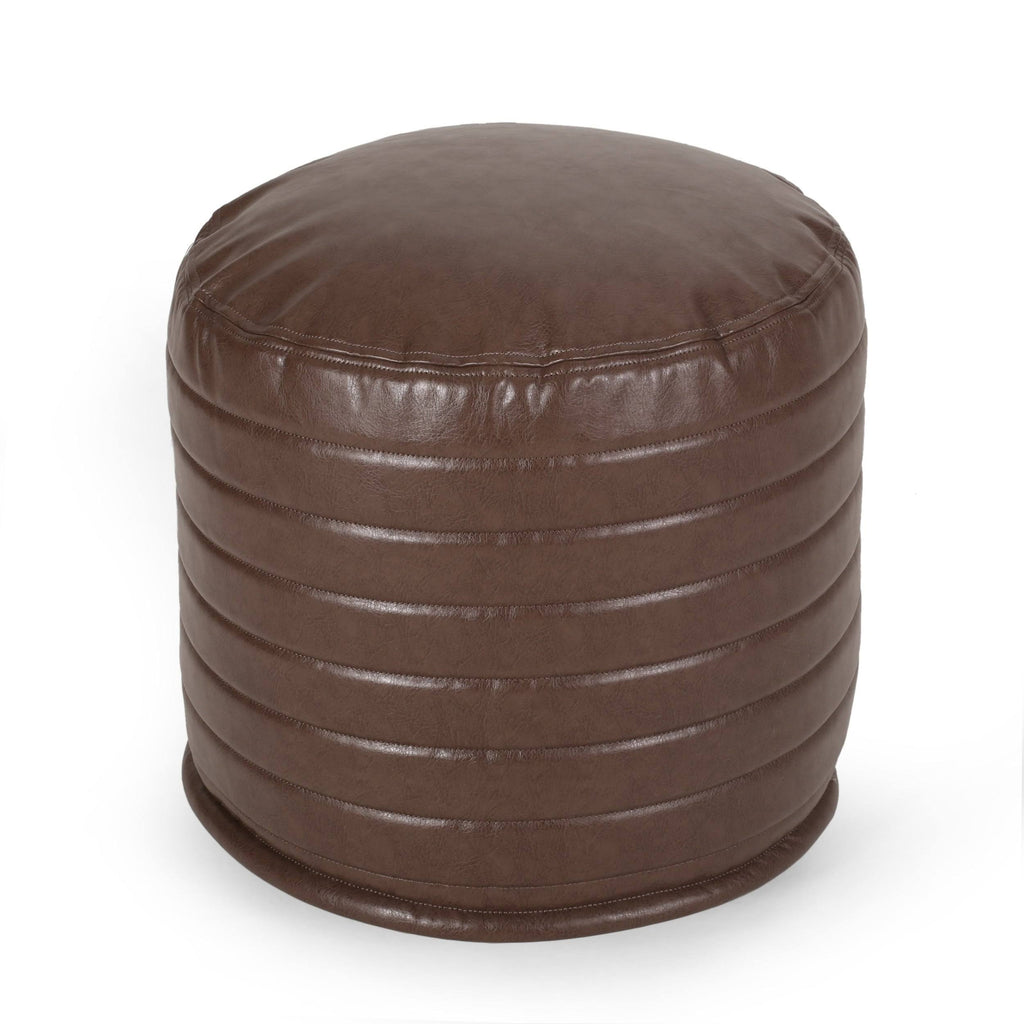 Caramel Faux Leather Cube Pouf O34604