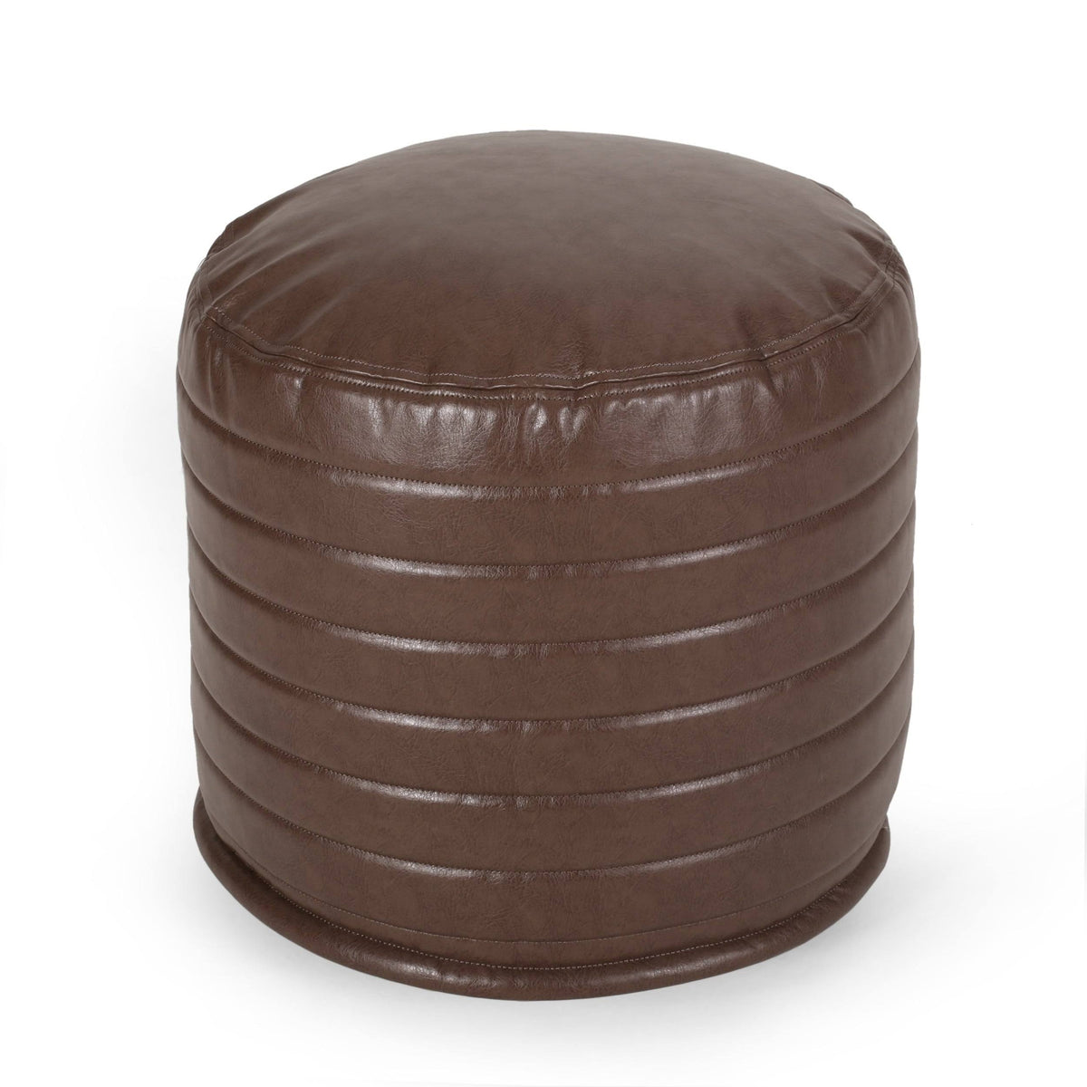 Caramel Faux Leather Cube Pouf O34604