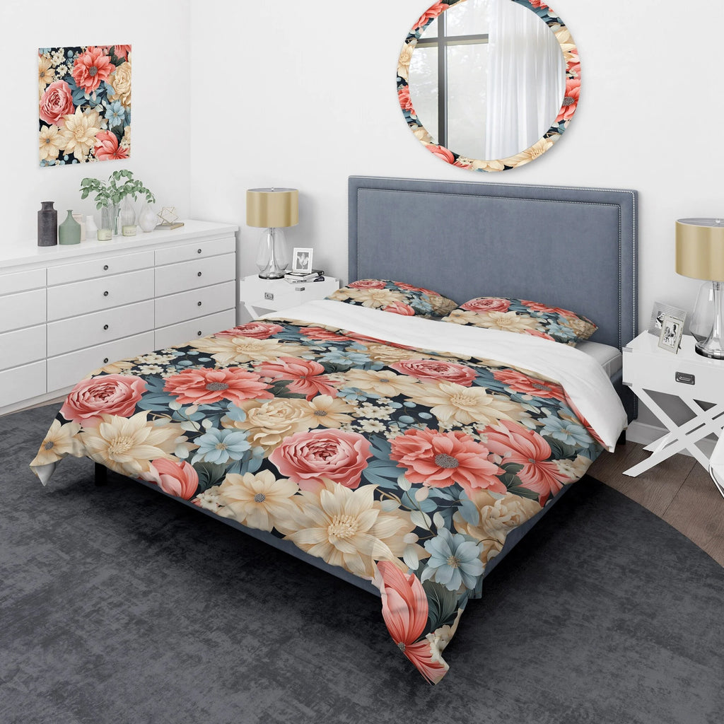 Pink Floral Bedding Set With 2 Shams C267
