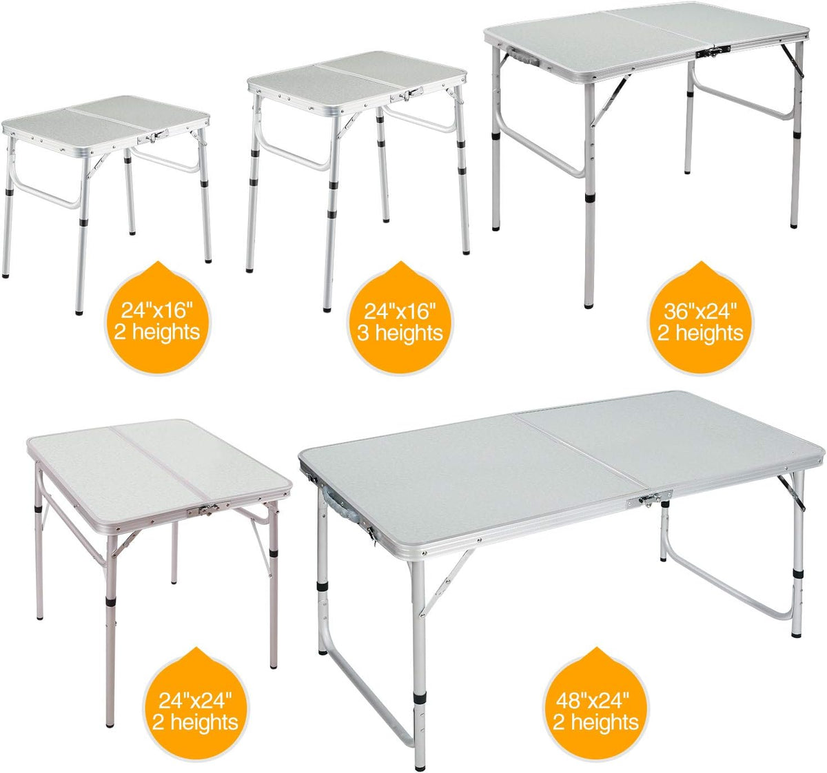 24''x16'' Aluminum Ultralight Height Adjustable Folding Camping Table R680