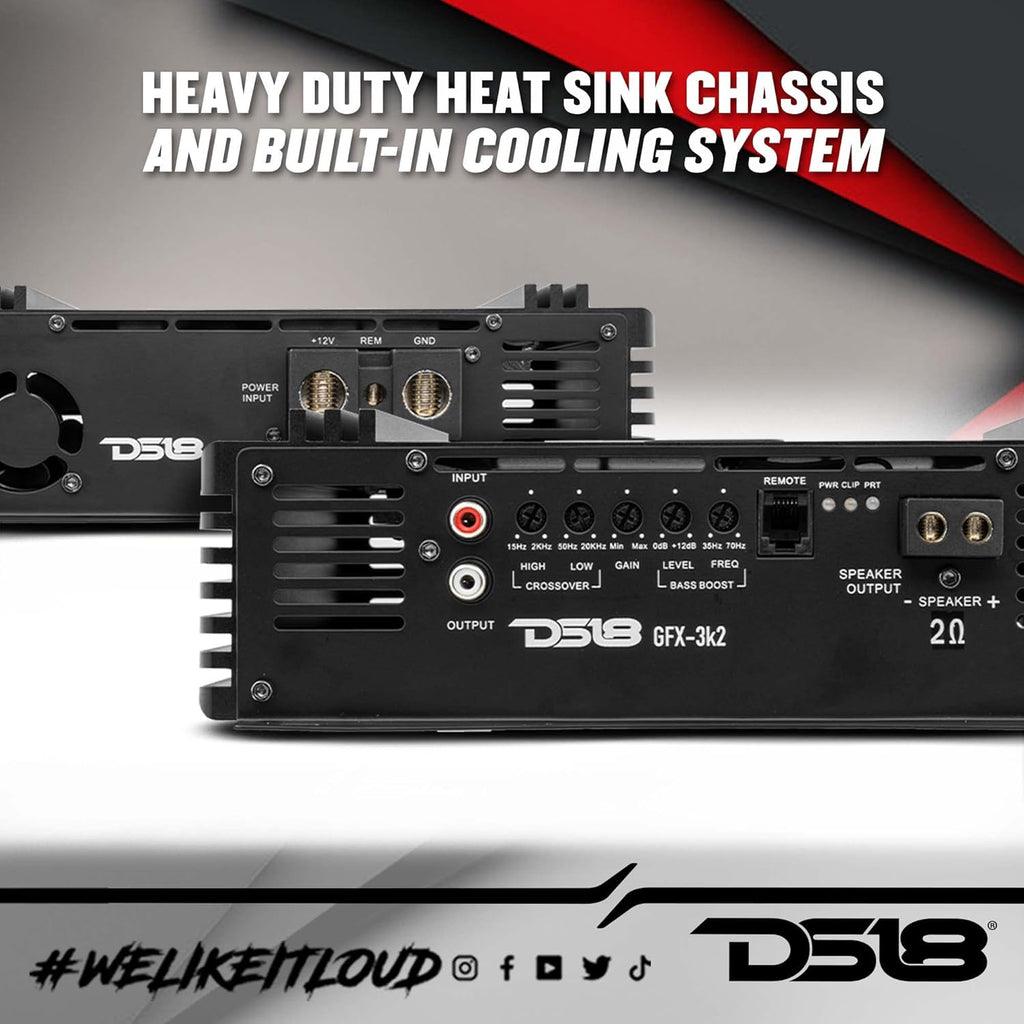 Car Audio Amplifier 3000 Watts Rms 2-Ohm X6827