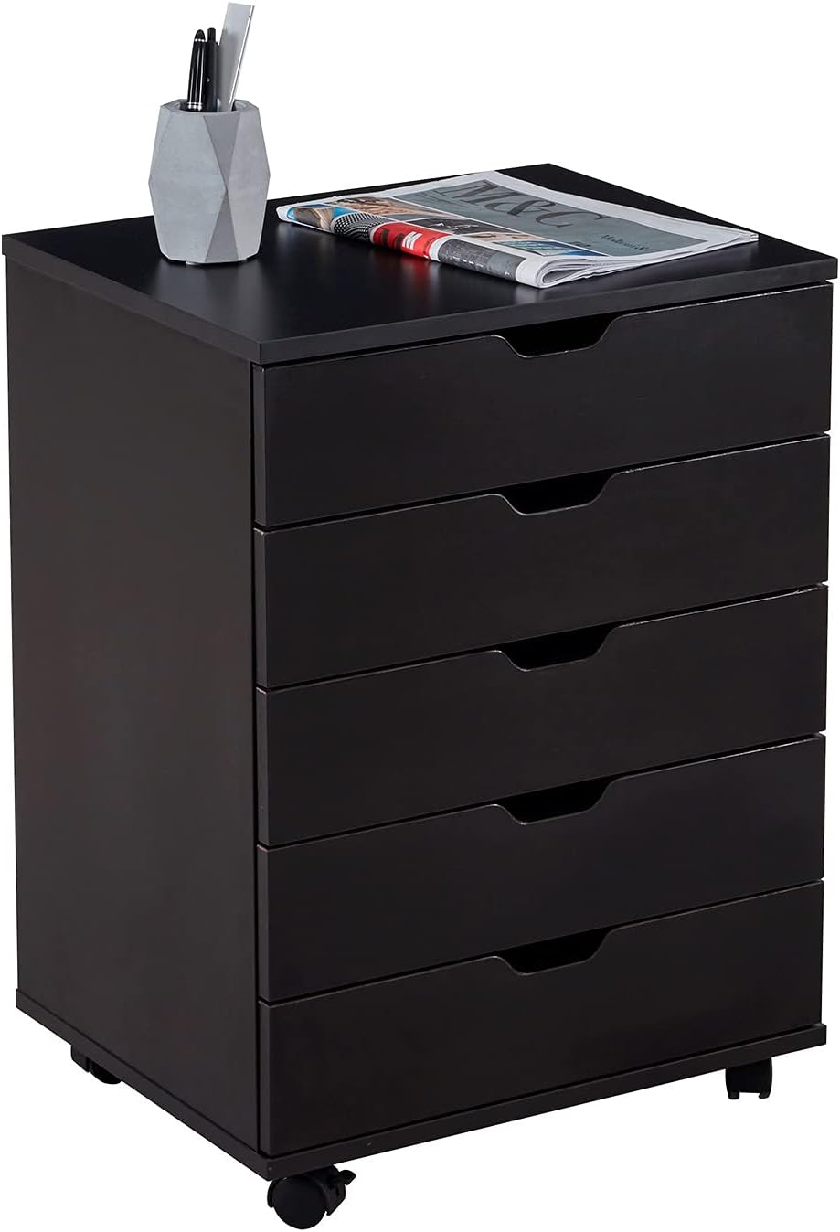 White 5 Drawer Storage Cabinet on Wheels H3412