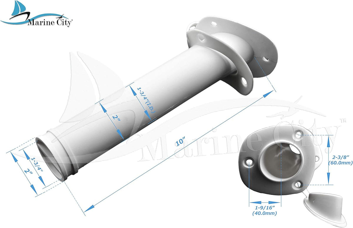 White Nylon Flush Mount Rod Holder with Cap Cover and Gasket 10pcs Y853