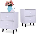 Set of 2 White 2 Drawer Wood Nightstand G738306