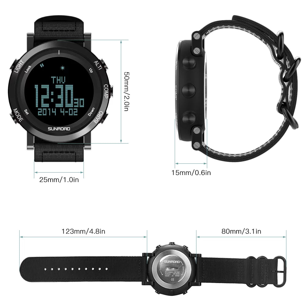 Barometer Altimeter Compass Weather Forecast Men Watch 50meters-resistant Multifunctional Outdoor Sports Watch L88898