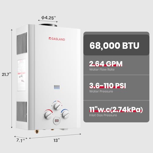 Propane Tankless Water Heater 6L, Portable Outdoor Hot Water Heater, White H413