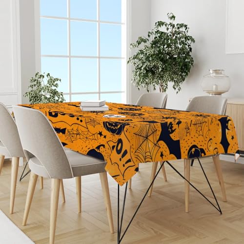 Skull Skeleton Rectangle Table Cloth 60 x 120 inch Fabric Tablecloth E2064