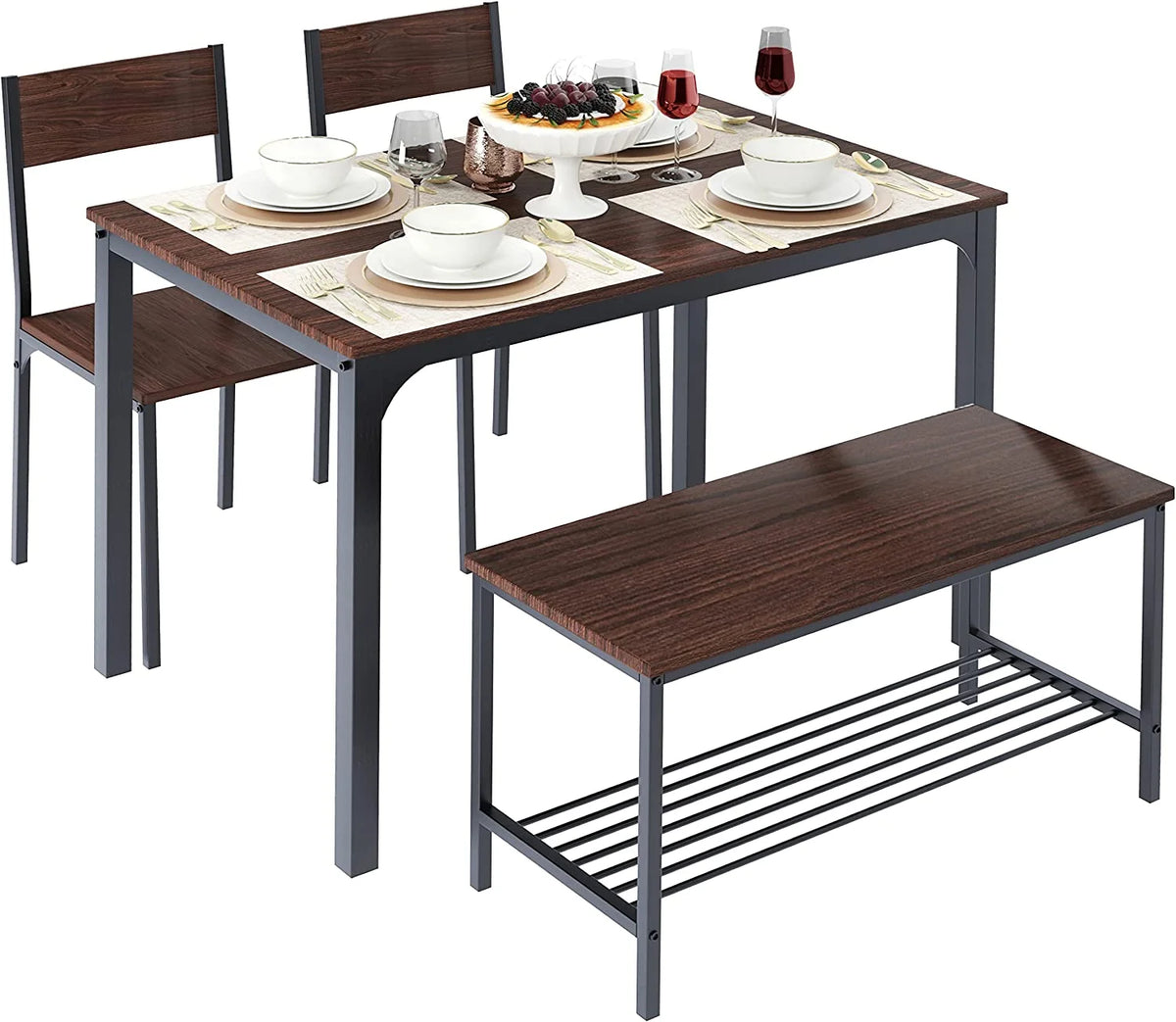 4 Person Dining Table Set with 2 Chairs and 1 Bench J814