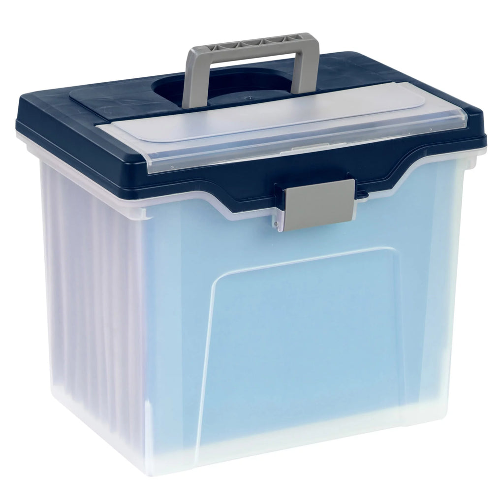 Large Mobile File Box Letter Size Clear Blue V758