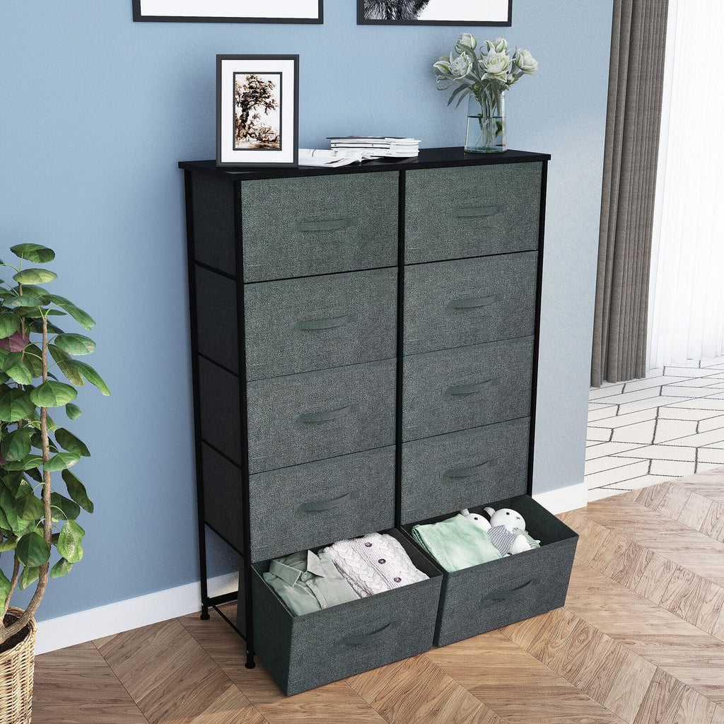10 Drawer Storage Organizer with Wooden Top Shelf X109943