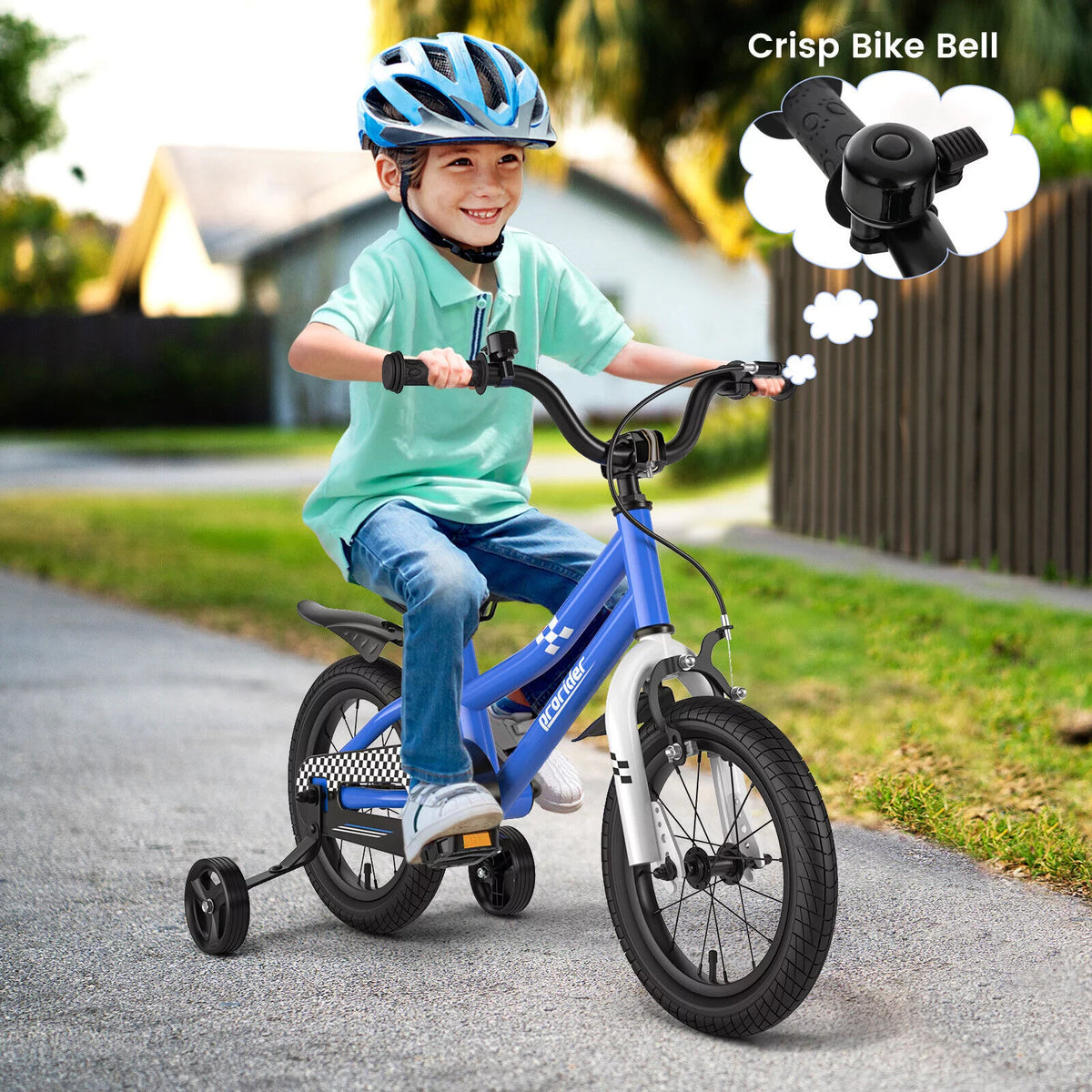 14 Kid's Bike with Training Wheels and Basket, Blue H608993