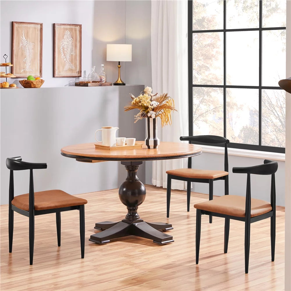 Set of 2 Brown PU Leather Dining Chairs P170