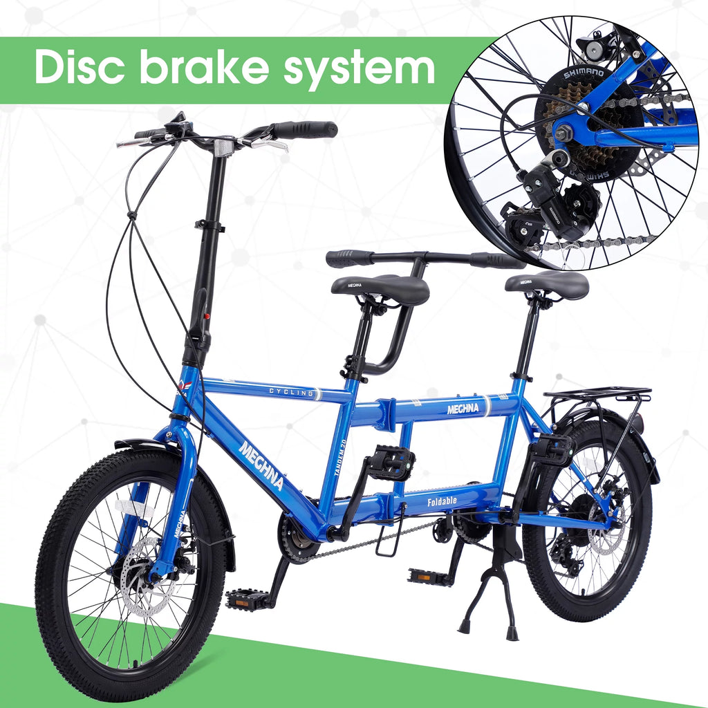 20 inches Wheels 2-Seater 7 Speed Folding Tandem Bike N9336