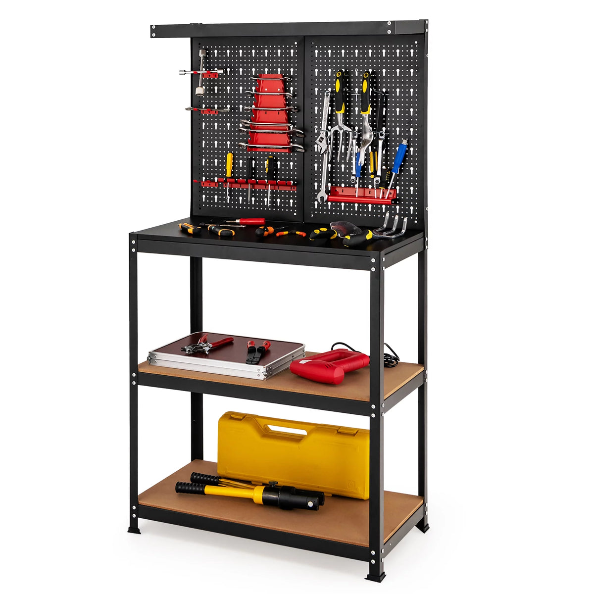 Tool Storage Workbench 4 Shelf Worktable with Peg Board Q877011