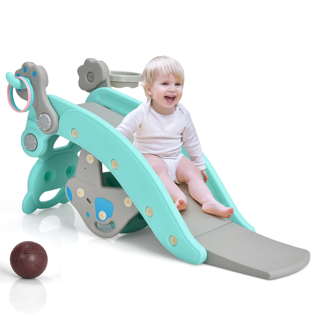 4-in-1 Toddler Slide Playset with Basketball Hoop J903