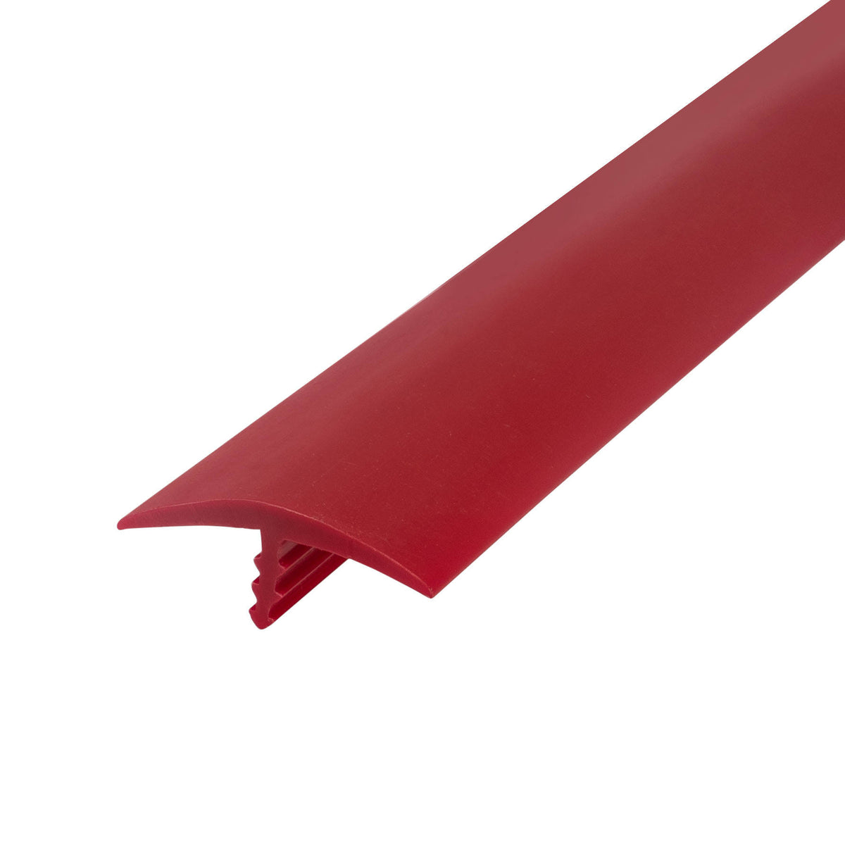 1-1/8 inch Fire Engine Red Flexible Polyethylene T-Molding 250 Foot Coil P852
