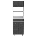 Smokey Oak White Microwave Pantry Cabinet F241044