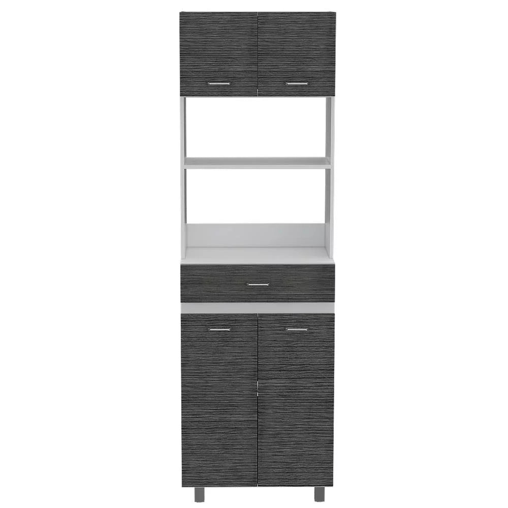 Smokey Oak White Microwave Pantry Cabinet F241044