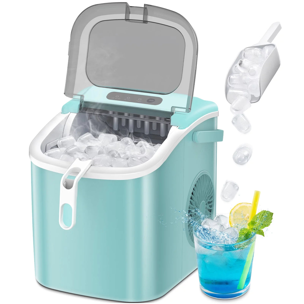Portable Countertop Ice Maker with Handle, 26Lbs/24H, Black Y1865