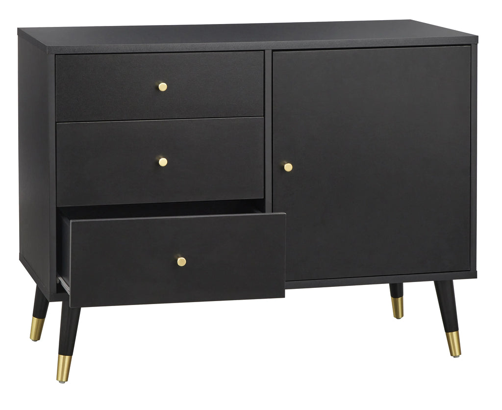 Black Mid Century Modern Dining Sideboard Buffet V60218